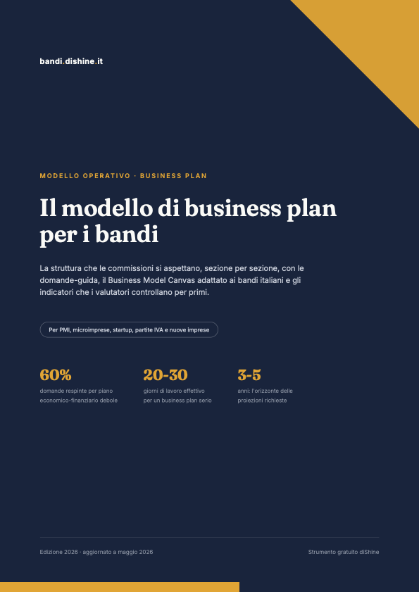 Cover modello business plan
